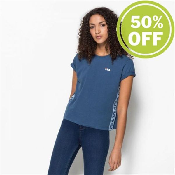 Fila Taja Tee Tape Shirt Ensign Women's Tee - Blue,NZ 569-63824